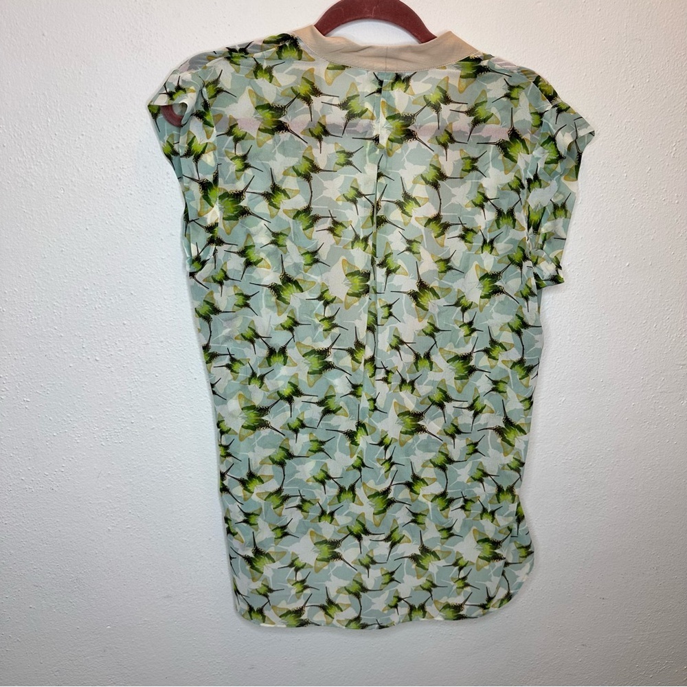 Cabi 234 Green Floral V-Neck Short Sleeve Blouse Size Medium - Picture 6 of 12